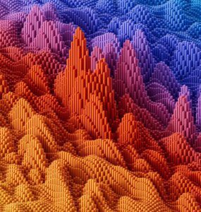 Vibrant geometric mountains rising