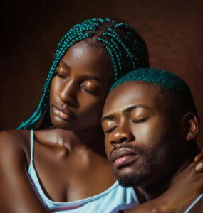 Brown Portrait of a Couple with Closed Eyes