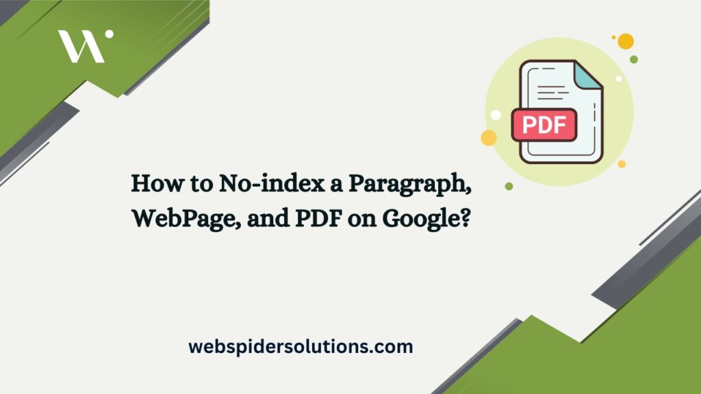 No-index a Paragraph, WebPage, and PDF on Google