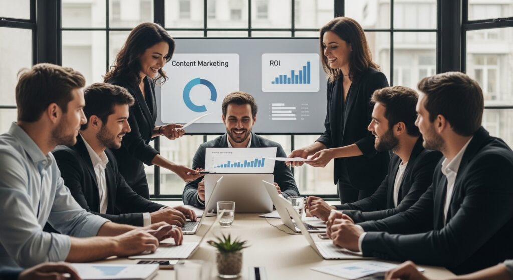 content marketing ROI teamwork