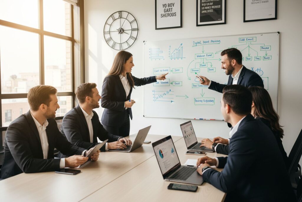 b2b lead generation teamwork office