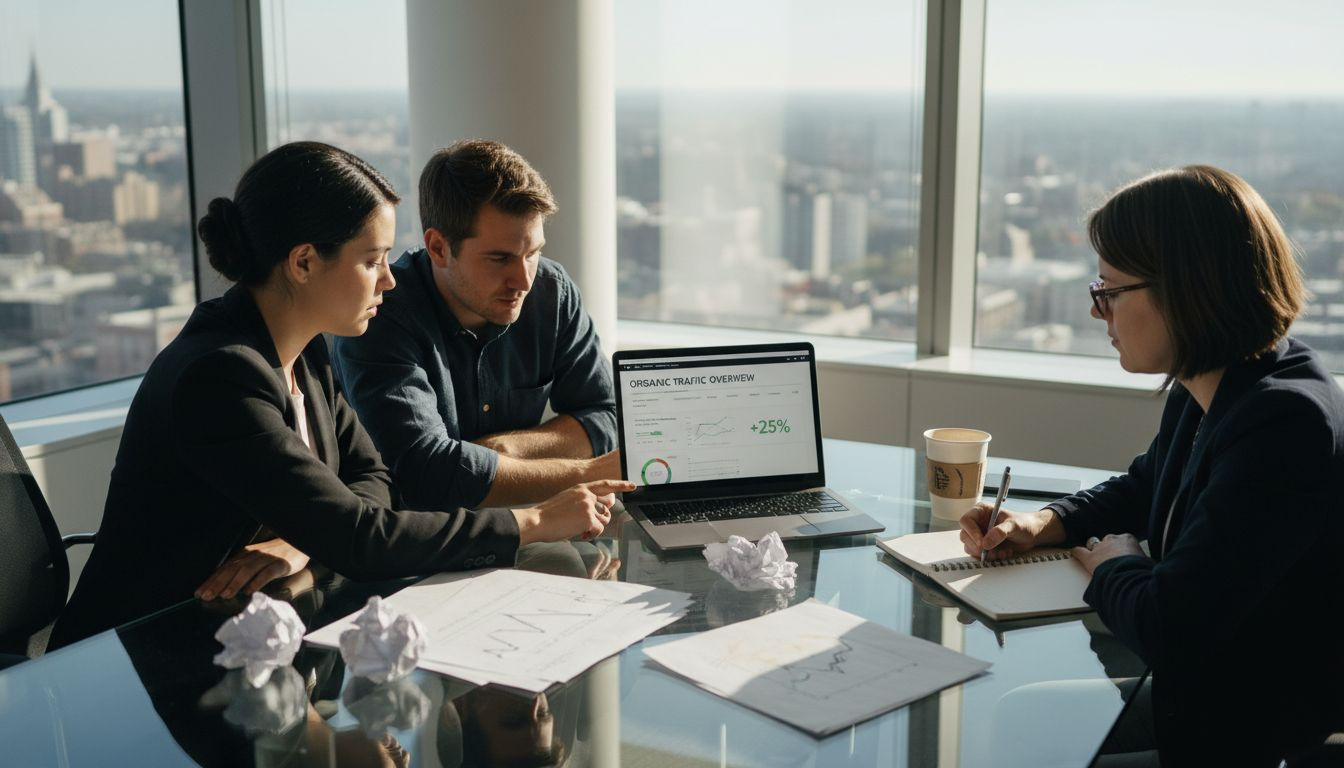 SaaS team reviewing organic traffic dashboard