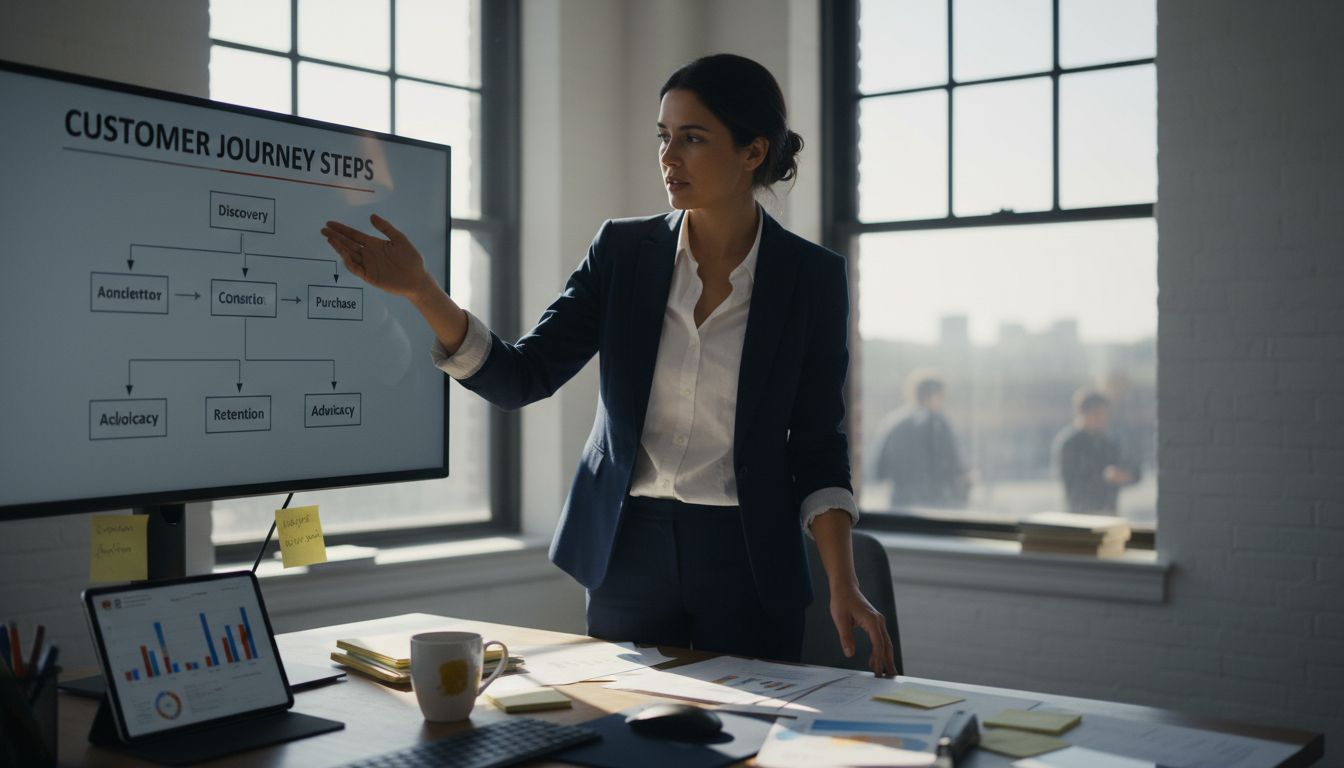 Manager presenting SaaS customer journey map