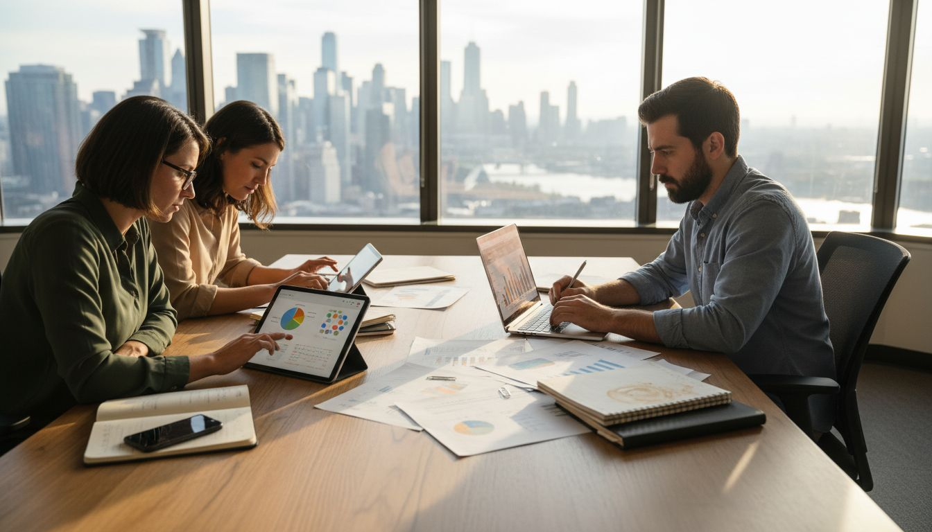 B2B marketing team reviews interactive content